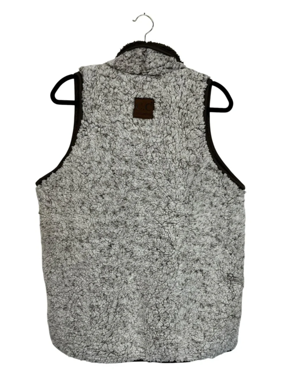 NWT C.C. Exclusive‎ | Heather Brown Reversible Women's Sherpa Vest L